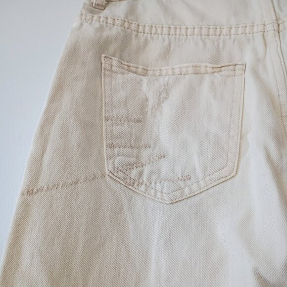 Zara Denim Collection Distressed High-Rise Button Fly Jeans - Off White, Size 00 - Picture 7 of 8